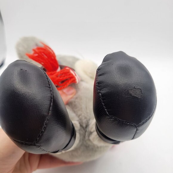 Mattel Emotions Vintage Christmas Gray Mouse Plush Red Scarf Black Boots Stuffed - Picture 7 of 13